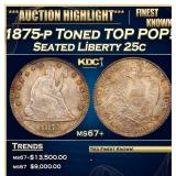 1875-p Seated Liberty Quarter Toned TOP POP! 25c m