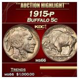 1915-p Buffalo Nickel 5c ms66 SEGS