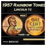 1957 Proof Lincoln Cent Rainbow Toned 1c pr66+ rb