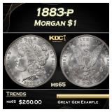 1883-p Morgan Dollar $1 Grades ms65