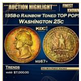 1958-d Washington Quarter Rainbow Toned TOP POP! 2