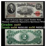 1917 $2 Large Size Legal Tender Note Thomas Jeffer