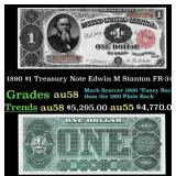 1890 $1 Treasury Note Edwin M Stanton Grades Choic
