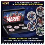 5 Coin Marvel Disney Avengers Silver Plated Round