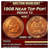 1908 Indian Cent Near Top Pop! 1c ms66+ rd SEGS