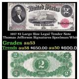1917 $2 Large Size Legal Tender Note Thomas Jeffer