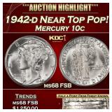 1942-d Mercury Dime Near Top Pop! 10c ms68 FSB SEG