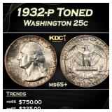 1932-p Washington Quarter Toned 25c ms65+ SEGS