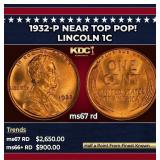 1932-p Lincoln Cent Near Top Pop! 1c ms67 rd SEGS
