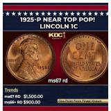 1925-p Lincoln Cent Near Top Pop! 1c ms67 rd SEGS