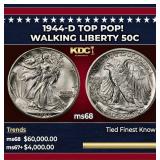1944-d Walking Liberty Half Dollar TOP POP! 50c ms