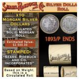 Circ Morgan Silver Dollar Roll By SEARS 10 Coin 18