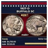 1927-d Buffalo Nickel 5c ms64+ SEGS