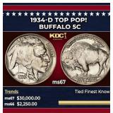 1934-d Buffalo Nickel TOP POP! 5c ms67 SEGS