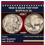 1930-s Buffalo Nickel Near Top Pop 5c ms66+ SEGS