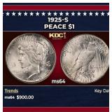 1925-s Peace Dollar $1 Grades ms64