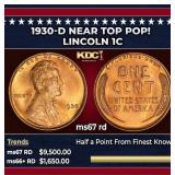 1930-d Lincoln Cent Near Top Pop! 1c ms67 rd SEGS