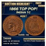 1866 Indian Cent TOP POP! 1c ms66+ rb SEGS