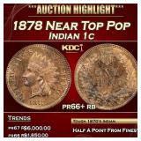 1878 Proof Indian Cent Near Top Pop 1c pr66+ rb SE