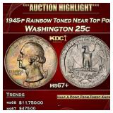 1945-p Washington Quarter Rainbow Toned Near Top P