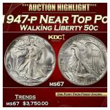 1947-p Walking Liberty Half Dollar Near Top Pop 50