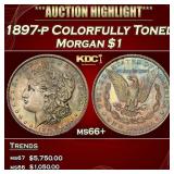 1897-p Morgan Dollar Colorfully Toned $1 ms66+ SEG