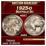 1925-d Buffalo Nickel 5c ms64 SEGS