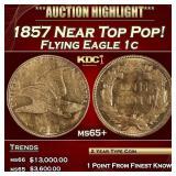 1857 Flying Eagle Cent Near Top Pop! 1c ms65+ SEGS