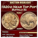 1920-d Buffalo Nickel Near Top Pop! 5c ms66+ SEGS