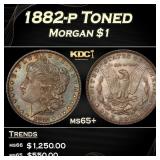 1882-p Morgan Dollar Toned $1 Grades ms65+