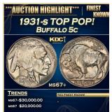 1931-s Buffalo Nickel TOP POP! 5c ms67+ SEGS