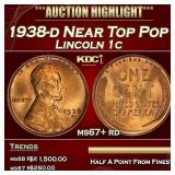 1938-d Lincoln Cent Near Top Pop 1c ms67+ rd SEGS