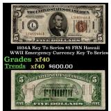 1934A $5 FRN Hawaii WWII Emergency Currency Key To