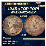 1945-s Washington Quarter TOP POP! 25c Grades ms68