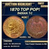 1870 Indian Cent TOP POP! 1c ms66+ rb SEGS