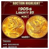 1905-s Gold Liberty Half Eagle $5 ms65+ SEGS