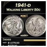 1941-d Walking Liberty Half Dollar 50c ms66+ SEGS