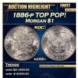 1886-p Morgan Dollar TOP POP! $1 ms68+ SEGS