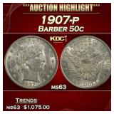 1907-p Barber Half Dollars 50c ms63 USCG
