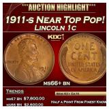 1911-s Lincoln Cent Near Top Pop! 1c ms66+ bn SEGS