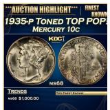 1935-p Mercury Dime Toned TOP POP! 10c ms68 SEGS