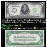 1934 $1000 Green Seal Federal Reserve Note Preside