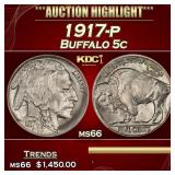 1917-p Buffalo Nickel 5c ms66 SEGS