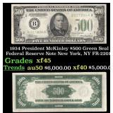 1934 $500 Green Seal Federal Reserve Note Presiden