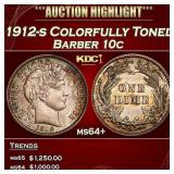 1912-s Barber Dime Colorfully Toned 10c ms64+ SEGS