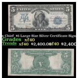 1899 $5 Large Size Silver Certificate Oncpapa Indi