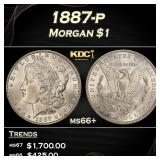 1887-p Morgan Dollar $1 ms66+ SEGS