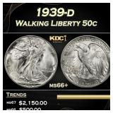 1939-d Walking Liberty Half Dollar 50c ms66+ SEGS