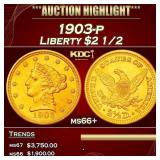1903-p Gold Liberty Quarter Eagle $2 1/2 ms66+ SEG