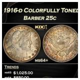 1916-d Barber Quarter Colorfully Toned 25c ms64+ S